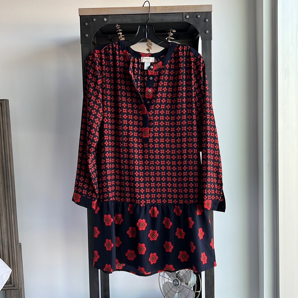 LOFT Blue and Red Shift Dress